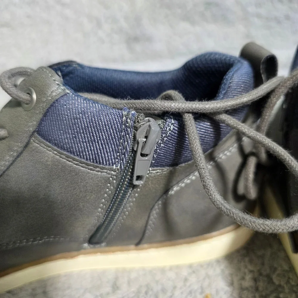 Crown Vintage Mens Chukka Boots Gray Lace Up Side Zip‎ Sz 13M 46 NEW